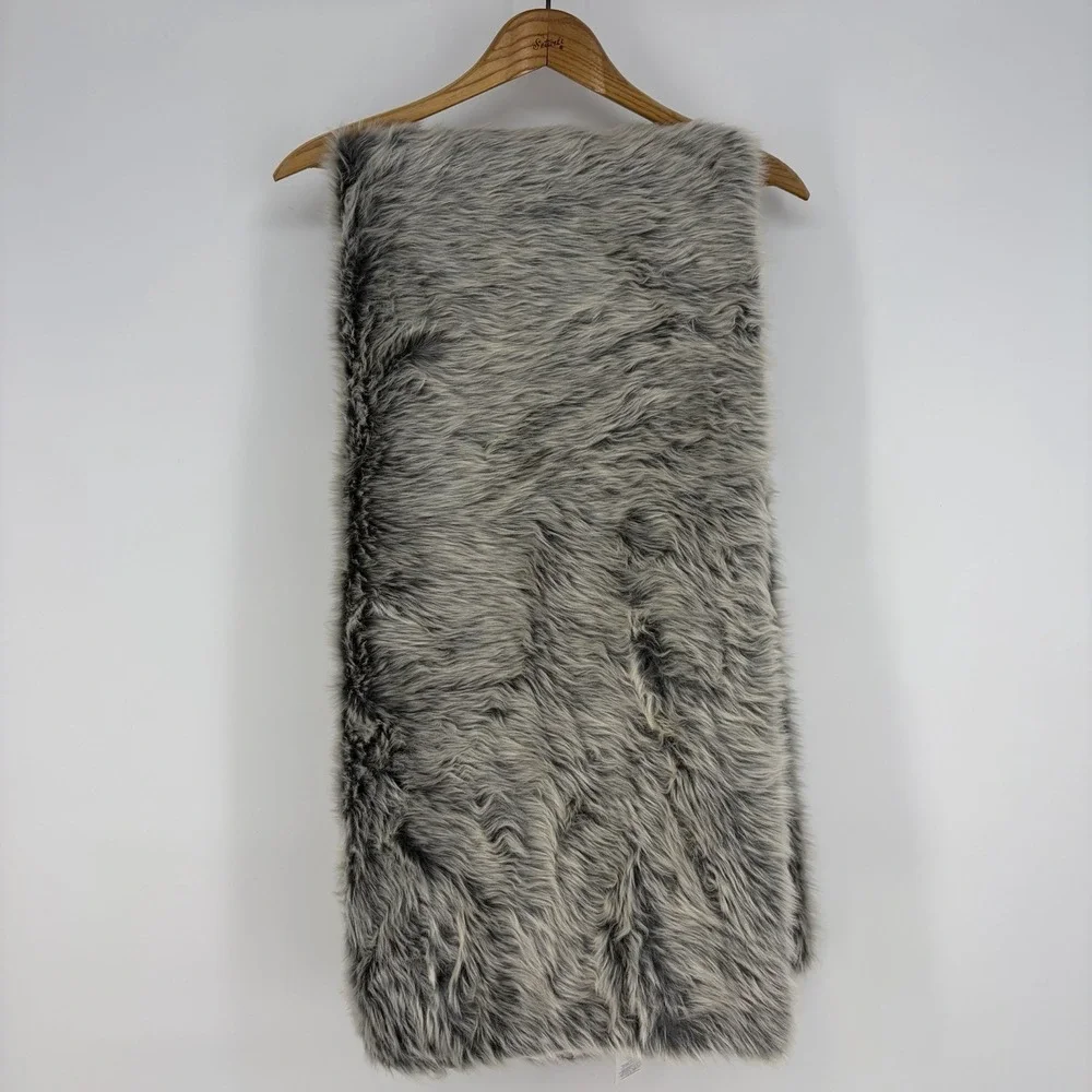 POTTERY BARN Stewart Plaid Faux Fur Back Throw 60